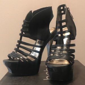 Bebe black leather heels